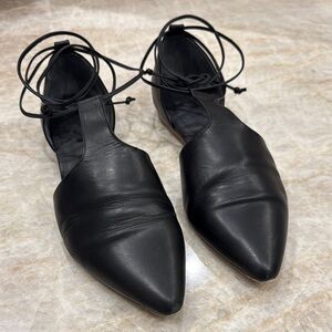 Vince black leather D’Orsay flats